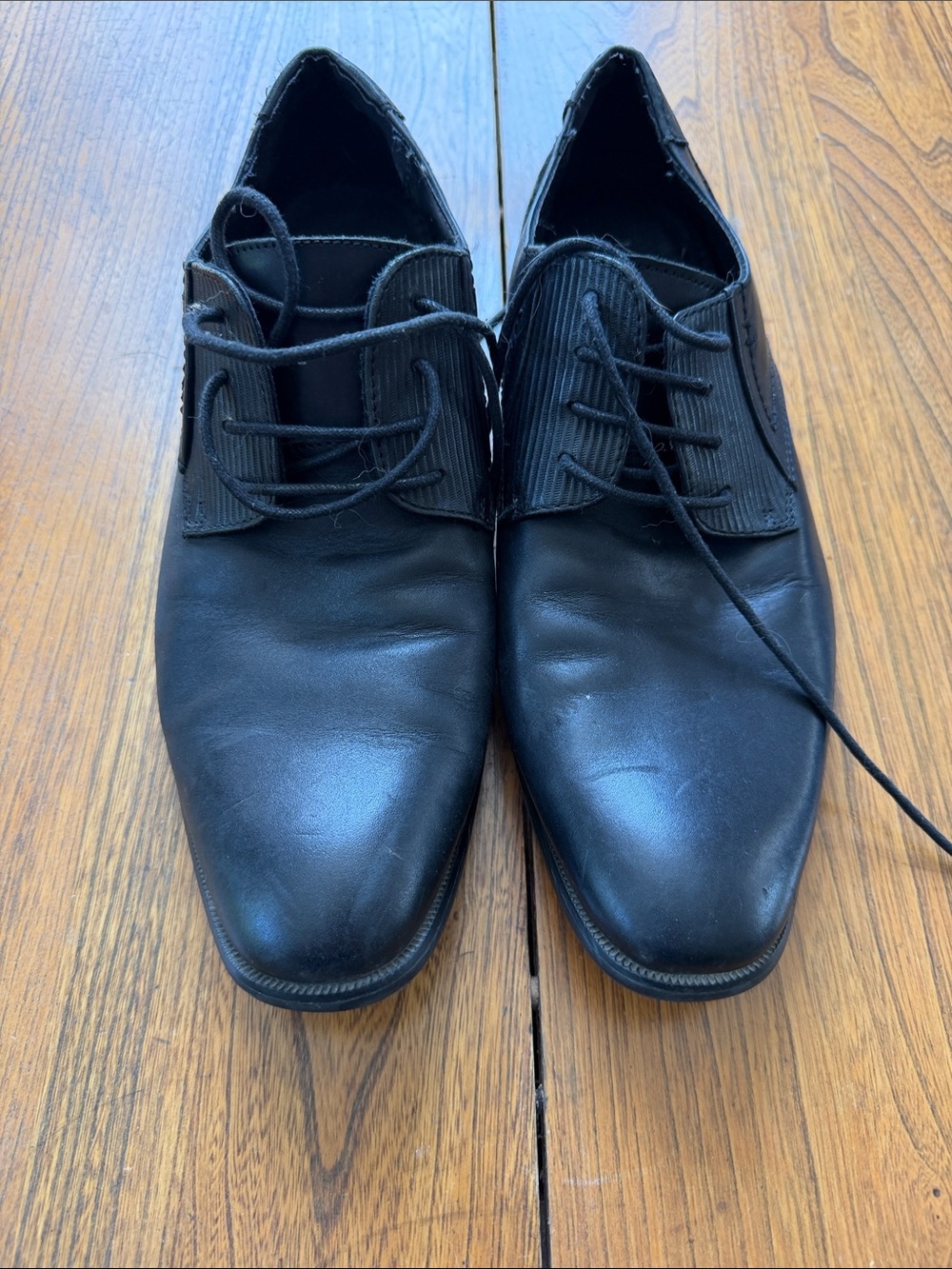 Men's Black Leather Derby Shoes with Elastic Gusset